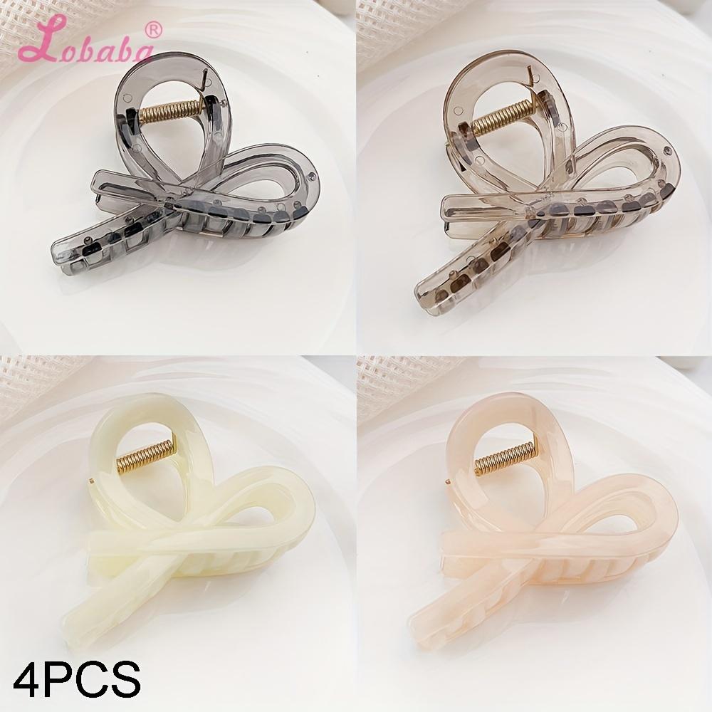 

Set Simple Design Bow Half Up Hair Grippers, Fashionable Shark Clip Hair Accessories for Versatile Styles 4PCS