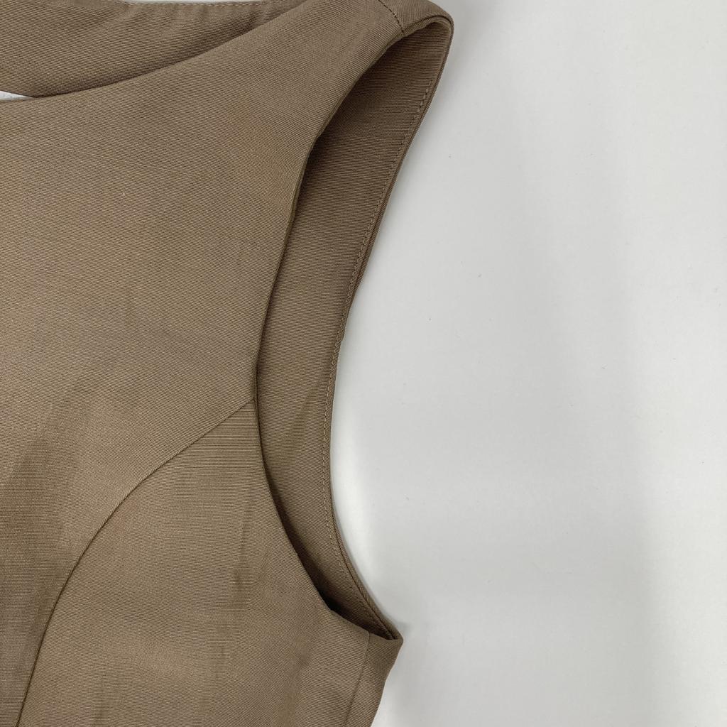 FOXEY 39343 Beige 19 Year Sleeveless One Piece dress 38 BrownUsed