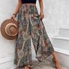 2025 Bohemian Wide-Leg Pants: Retro Colorful Print, Casual High-Waisted Loose Fit