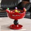 Plastic High-footed Fruit Plate Cream Style Double Layer Fruit Bowl  for Living Room