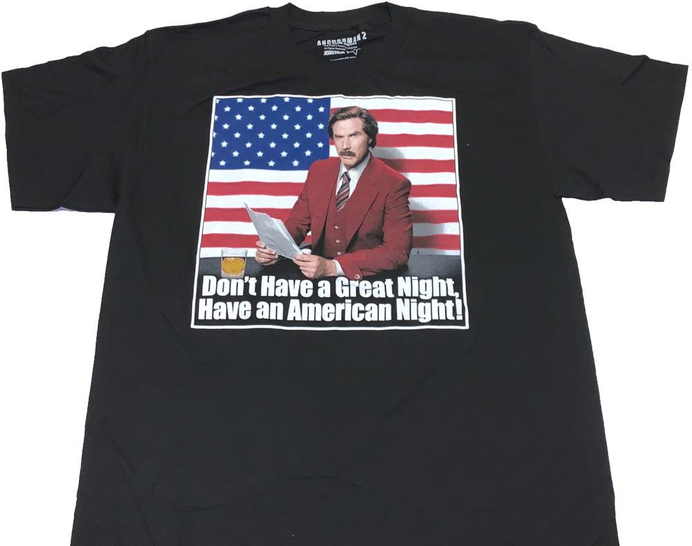 Редкая винтажная футболка Ron Burgundy из фильма  Телеведущий 2  с патриотическим дизайном, Will Ferrell, новая! БОЛЬШАЯ унисекс футболка M