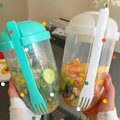 1000 ml Salatbecher mit Gabel, großes Fassungsvermögen, tragbar, fettarme Diätmahlzeit, Obst- und Gemüsesnackbecher für den Außenbereich