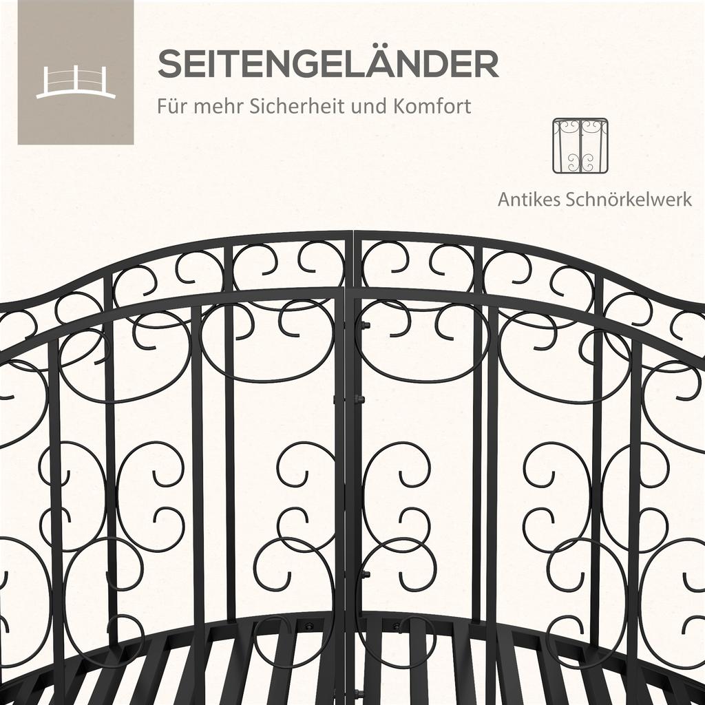 1.2M Metal Decorative Scrollwork Arch Garden Bridge, Black