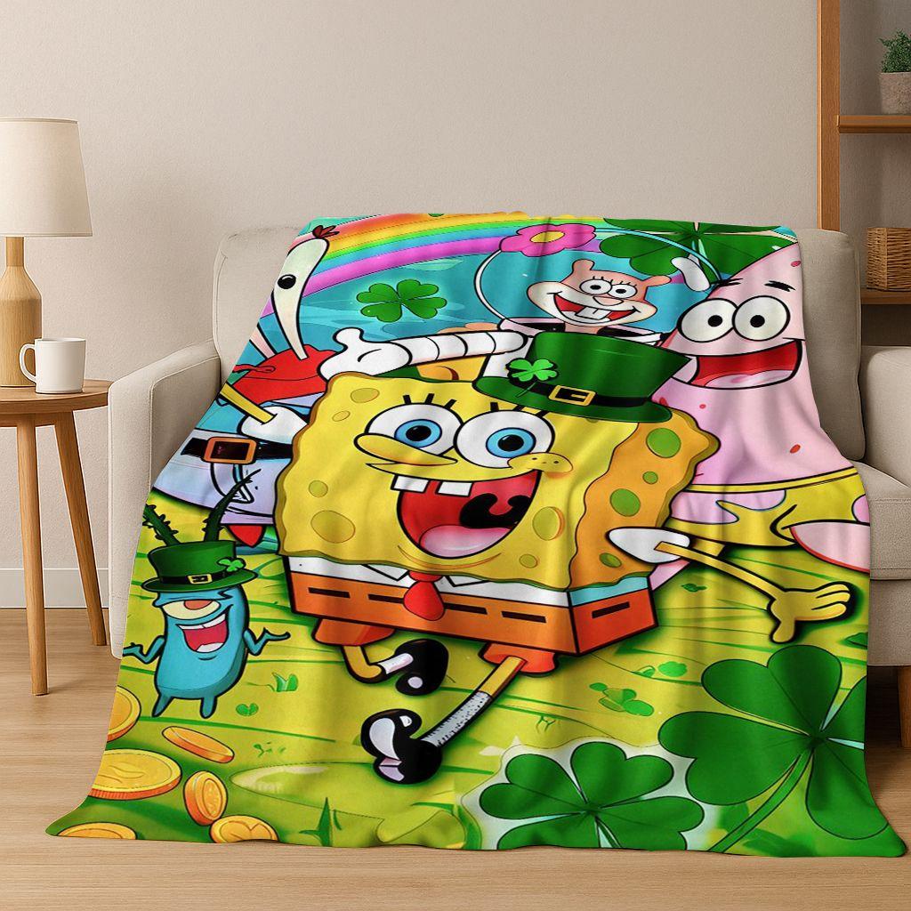 

Cartoon S-SpongeBob SquarePants Patrick Star Flannel Blanket Soft Throw Blanket for Bed Bedroom Living Room Travel Picnic Gift 75x90cm