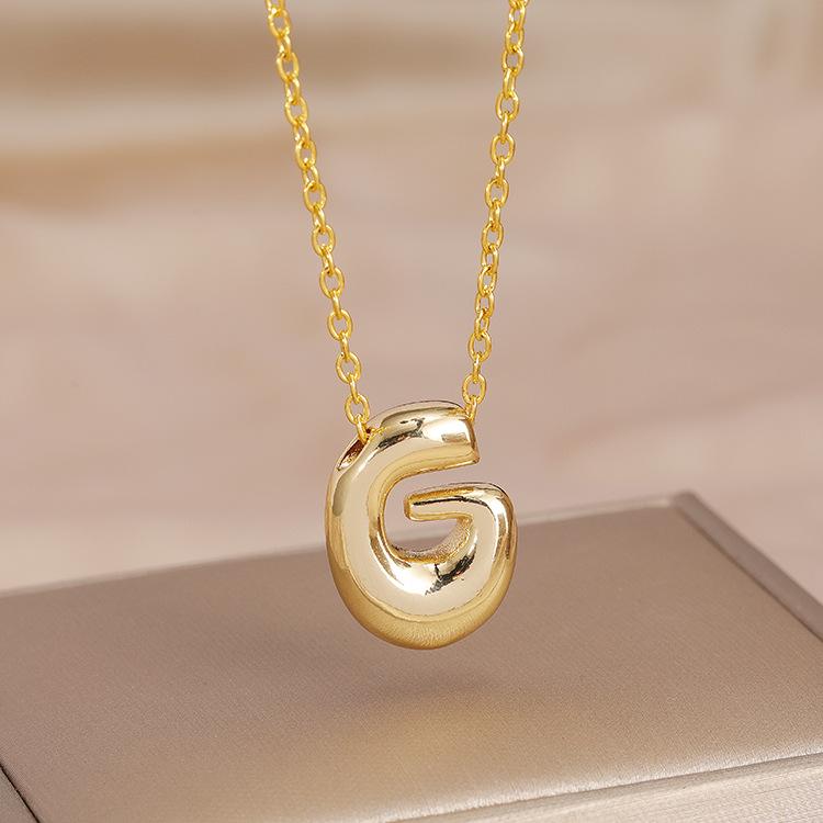 Charming Chubby Brass Polished 26-Letter Silver Pendant Necklace for Women