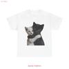 Adorable Cat Hug Heavy Cotton T Shirt Pet Lover Cute Kitties Kitten Vintage Versatile Streetwear Soft Designer Clothes