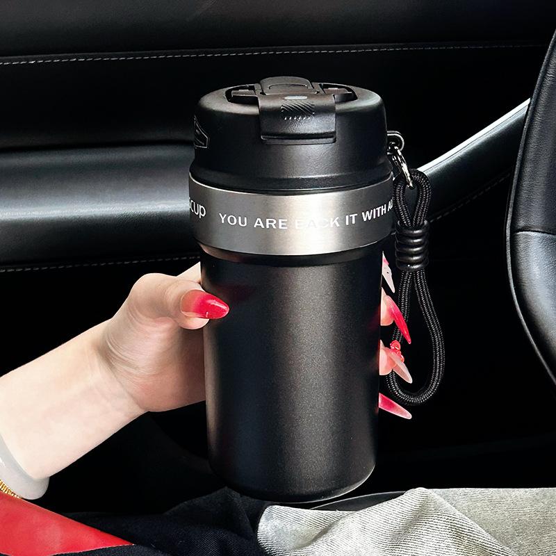 316 Stainless Steel Coffee  Portable Straw  Outdoor Car Insulated Cup with Handle Travel Water Cup 550ml