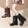 Vintage Women Ankle Boots Fashion Belt Buckle Slip On Shoes Female Thick Heel Short Booties Zapatos De Mujer