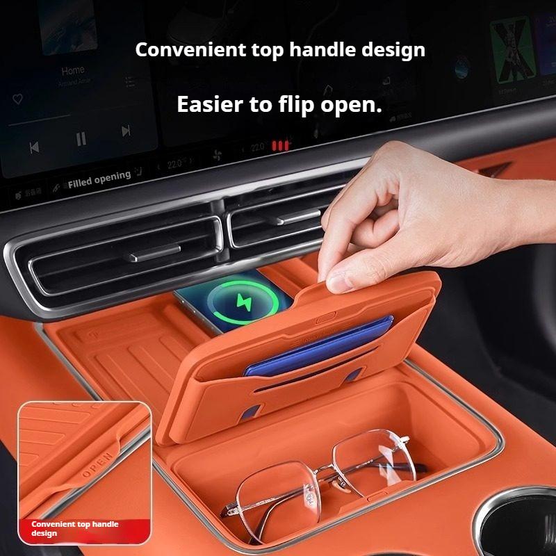 For Li Lixiang L6 L7 L8 L9 MEGA Specialized Central Control Wireless Charging Pad Silicone Storage Box Essential Auto Interior