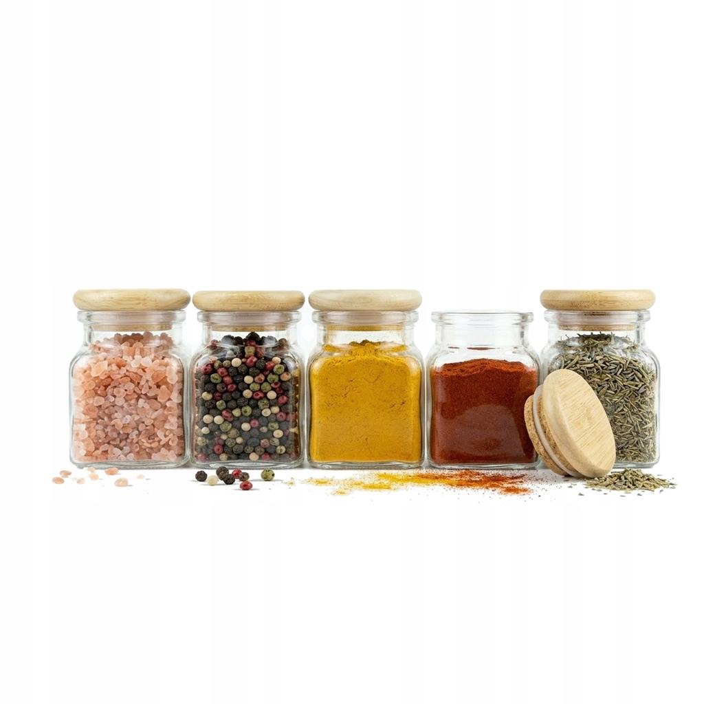 5x JAR 120ML FOR SPICES, Herbs, Tea, Candles, WOODEN CORK