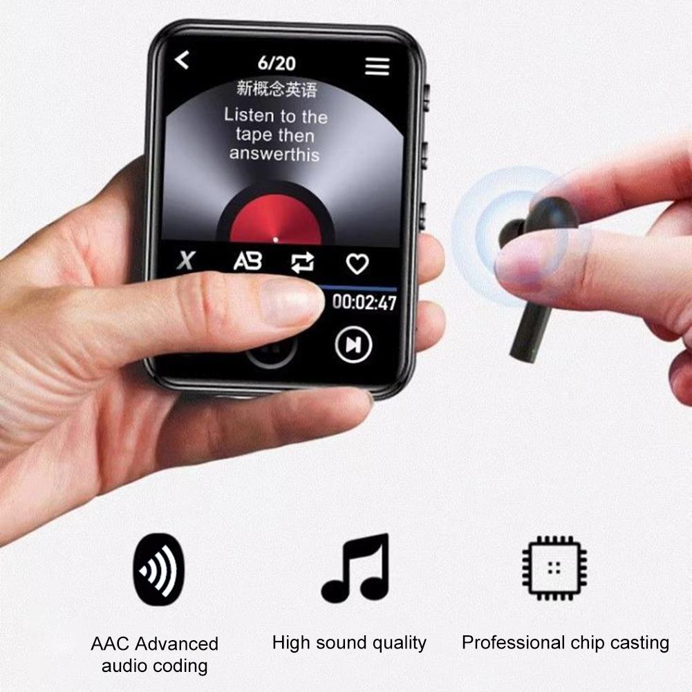 MP3 MP4 Player Lossless Music Player Full Touch Screen Bluetooth-Compatible HiFi MP3 MP4 Walkman with Speaker FM/E-book/Recorder