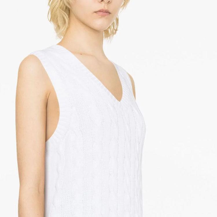 Polo Ralph Lauren SS23 Solid Color Small Logo Embroidered V-Neck Pullover Knit Vest Women Tops White 211906205-001