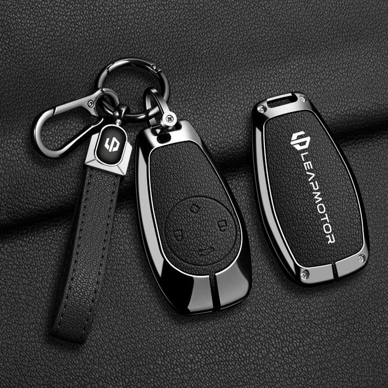 Zinc Alloy Car Key Case Cover For Leapmotor T03 S01 C11 For Leapmotor C01 T03 S01 C11 Leap Motor Holder Key Fob Keychain