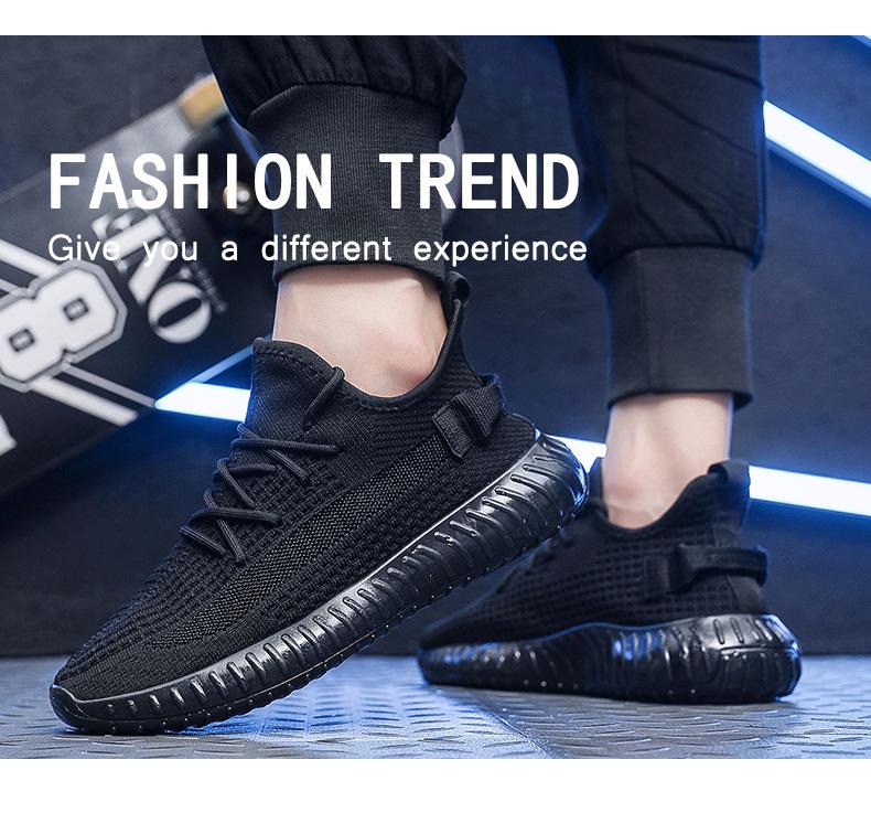 Men's Flyknit Mesh Breathable Casual Running Shoes with Jelly Sole