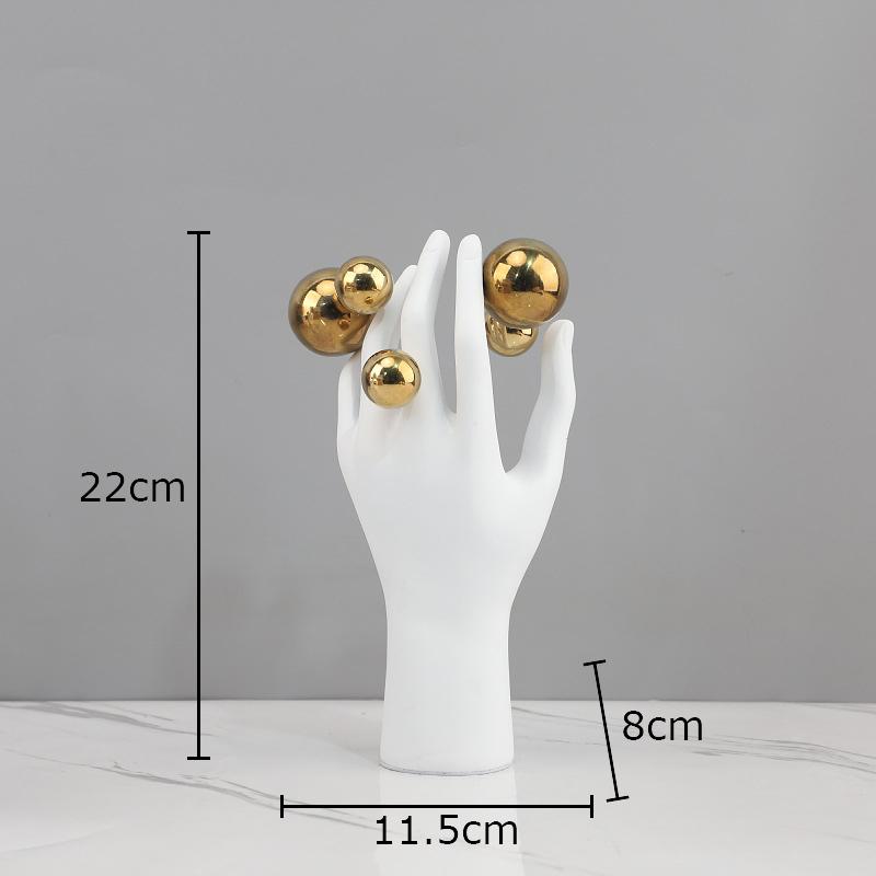

Abstract Figures Sculpture Golden Ball Decorative Character Hand Palm Crafts Ornaments Desk Decoration Room Aesthetics Decor