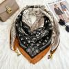 Magnetic buckle cotton and linen small square scarf silk scarf women's spring and autumn versatile neck protection scarf triangular scarf new warm sca