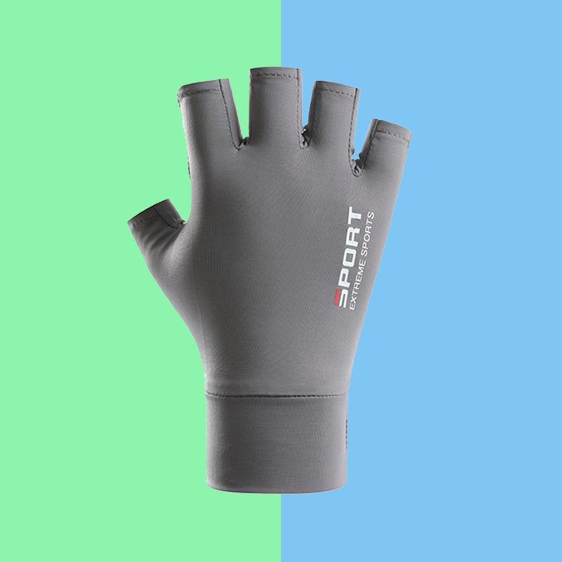 Sunscreen Gloves Driving Fishing Leaking Two Fingers Ice Silk Anti-slip Gloves Breathable Fitness Cycling Express Quick Dry Gloves