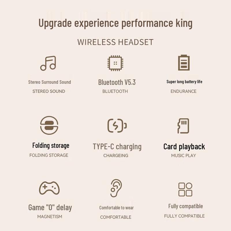 Heavy Bass Wireless Over-Ear Gaming Headphones P2961 with High Sound Quality for Mobile, Gaming & Music