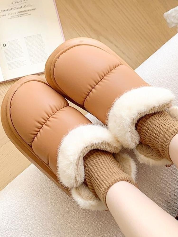 Fashion Kawaii Bow Round Toe Plush Snow Boots for Women Winter Chunky Woman Shoes 2025 Novelty Trend Y2k Furry Chic and Elegant Footwear
