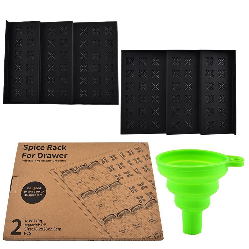Kitchen drawer stepped seasoning rack set, spices, condiments, bottle and jar storage 1