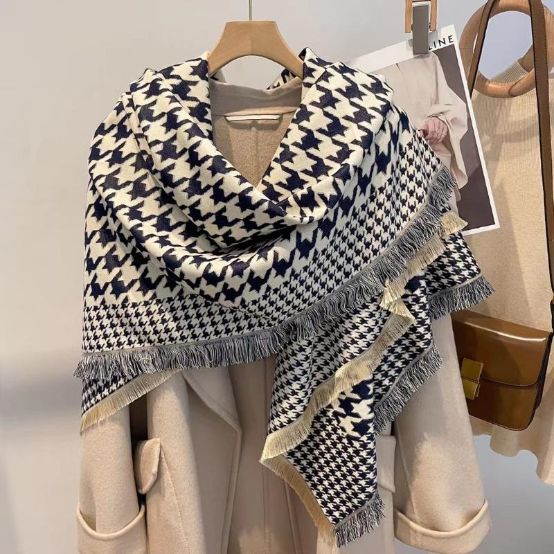 New imitation cashmere scarf women's winter thickened warm square scarf fashionable versatile elegant cape