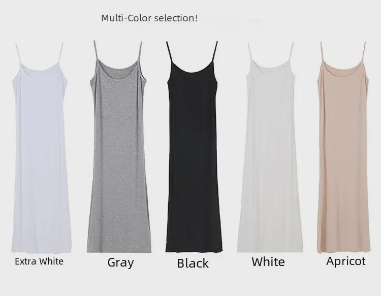 Women's Modal Suspender Skirt: Slim Fit, Sleeveless, Mid-Length, Anti-See-Through Lining.