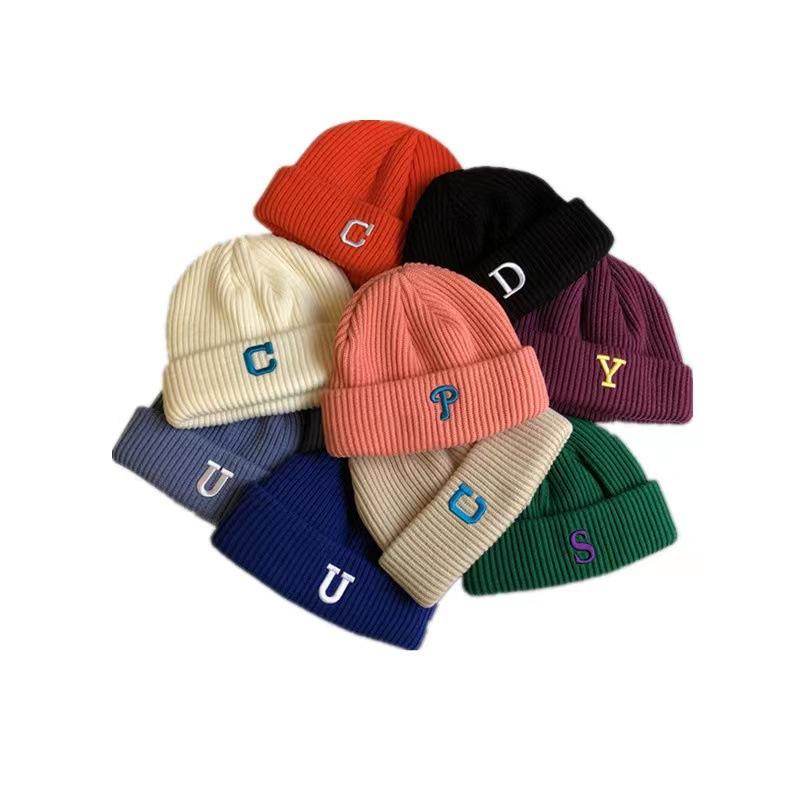 New Japanese Versatile Thickened Letters To Show The Face Small Wool Hat for Women In Winter Warm Ear Protection Knitted Hat Korean Version