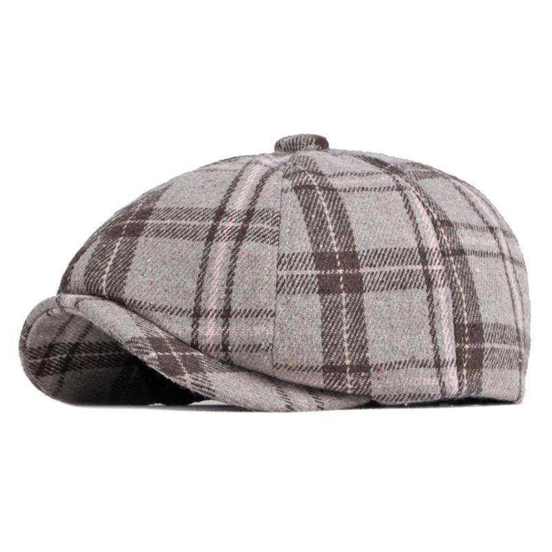 Autumn/Winter Unisex Plaid Newsboy Beret - British Retro Style Wool Hat