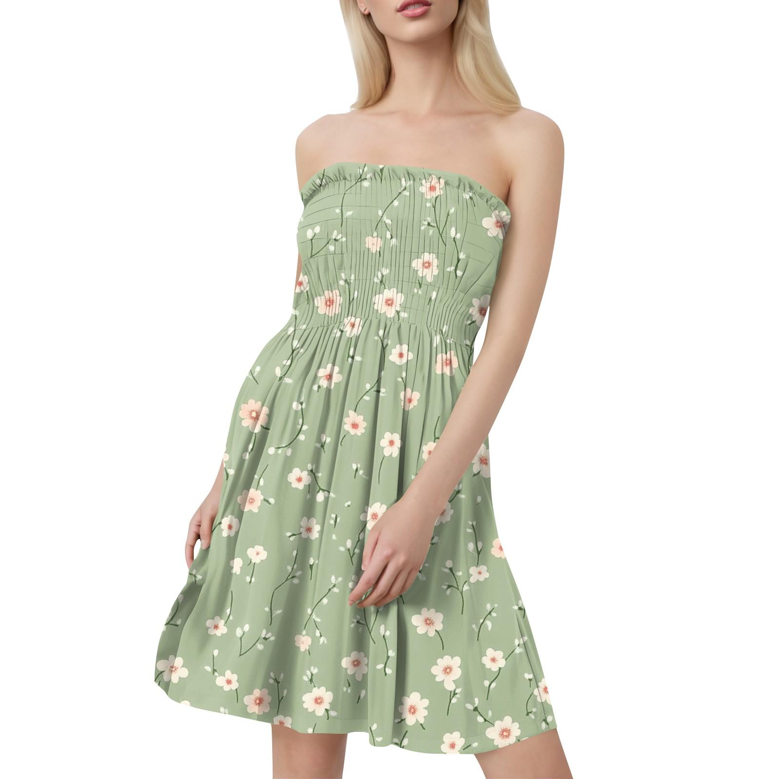 

Женские летние платья Модные женские повседневные платья-бандо с цветочным принтом без рукавов L