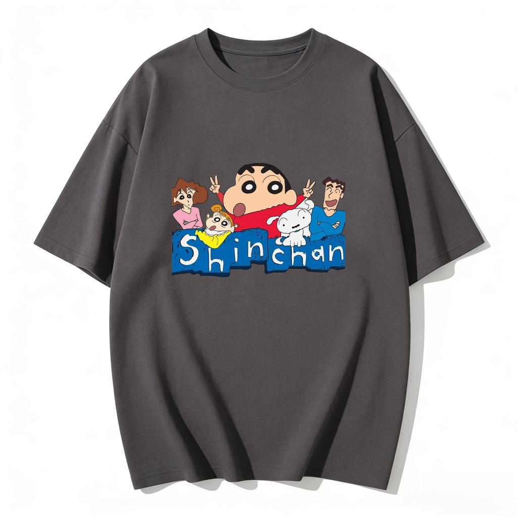 Crayon Shinchan Cute Cartoon T Shirt Couple Clothes Family Matching Tee Summer Casual Short Sleeve Cotton Top Fashion Streetwear