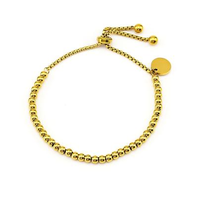 Pulseira Simples Redonda de Marca em Aço Inoxidável Feminina Aço Titânio Marca Redonda Pulseira de Contas Redondas Pulseira de Contas