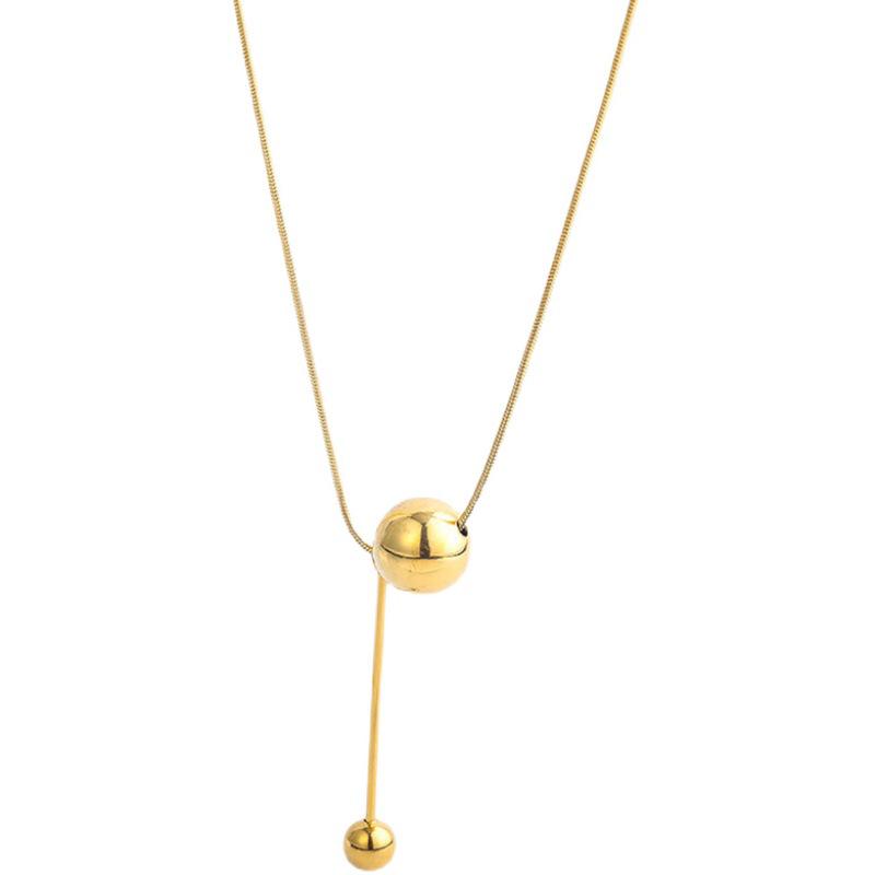 2024 Gold Ball Titanium Steel Necklace: Light Luxury Niche Clavicle Chain with Women's Responsive Design Pendant