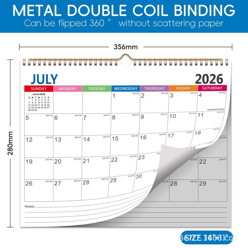 2026 English Minimalist Wall Calendar - Wall-Mounted Design