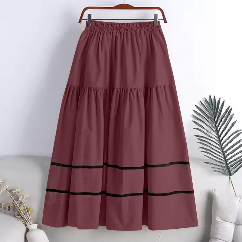 

ZANZEA Женские повседневные свободные длинные юбки с эластичной резинкой на талии S темно-красного