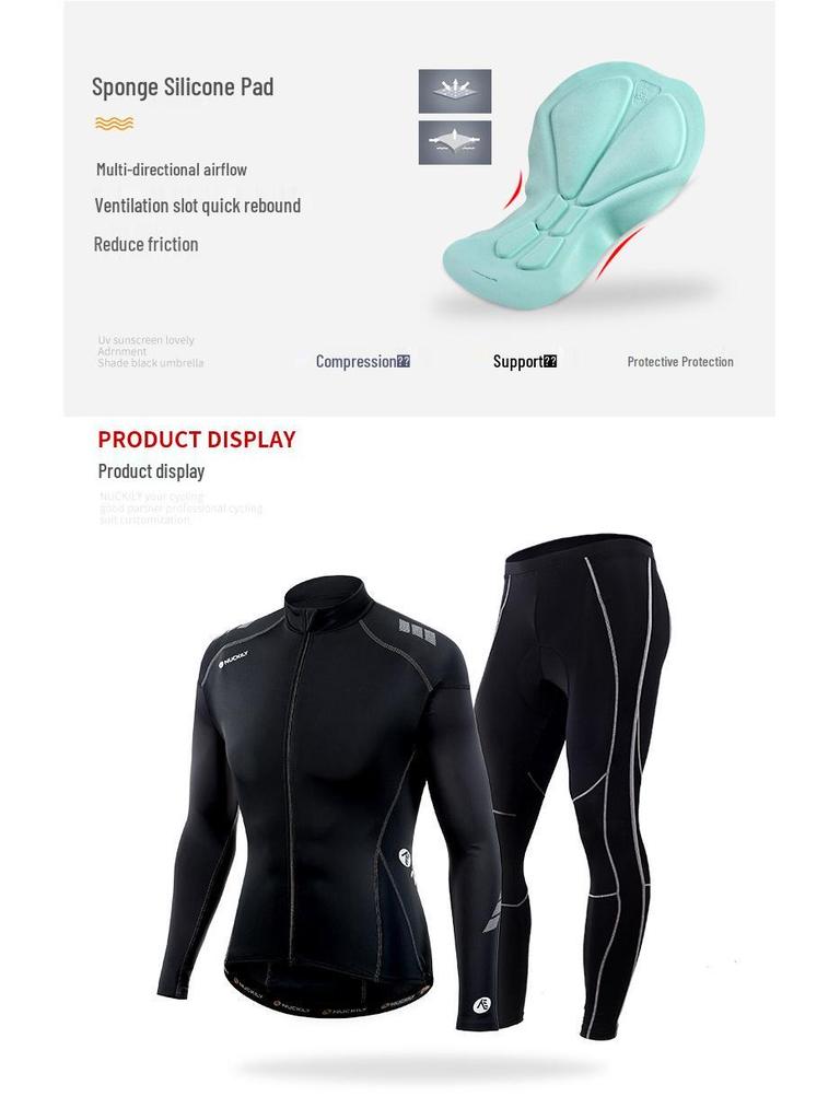 Men's and Women's Long Sleeve Cycling Set - Breathable, Quick-Drying, Tight-Fitting for Spring and Autumn.