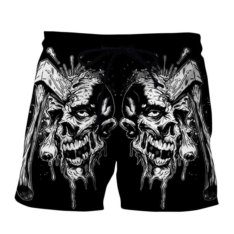 Summer 3D Skull Pattern Print Shorts Fashionable Casual Beach Men's Shorts