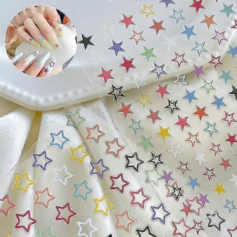 Dopamine Star Nail Sticker Dopamine Cute Jelly Nail Art Decals Pack Embossed Hand Ledger DIY Decor Manicure