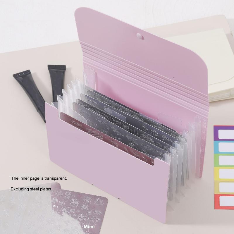

A6 Organizer Bag Rectangular Nail Art Stamping Plate Holder 7 Slot Template Storage Case Booklet For Nail Plates Manicure Tool