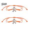 Hand Woven Cord Wristband 2PCS Hand-woven Braided Bracelets with Metal Ribbon Pendant, Adjustable Awareness Simple String Bracelet Wristbands,