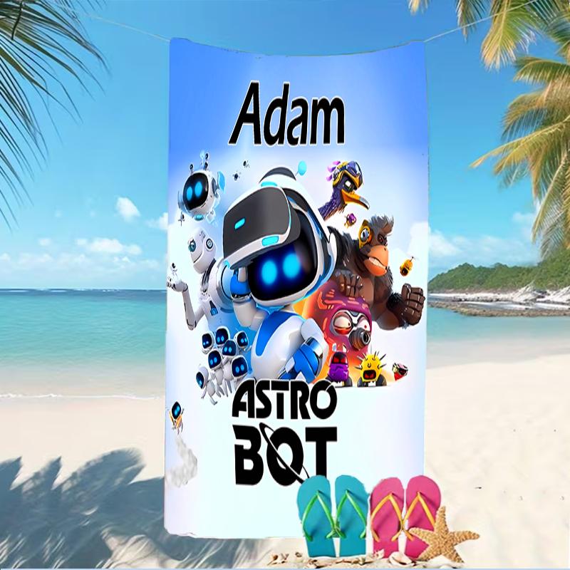 Customizable personalized beach towels Astro Bot themed designs.Suitable for the beach, yoga, sports;ideal as beach accessories