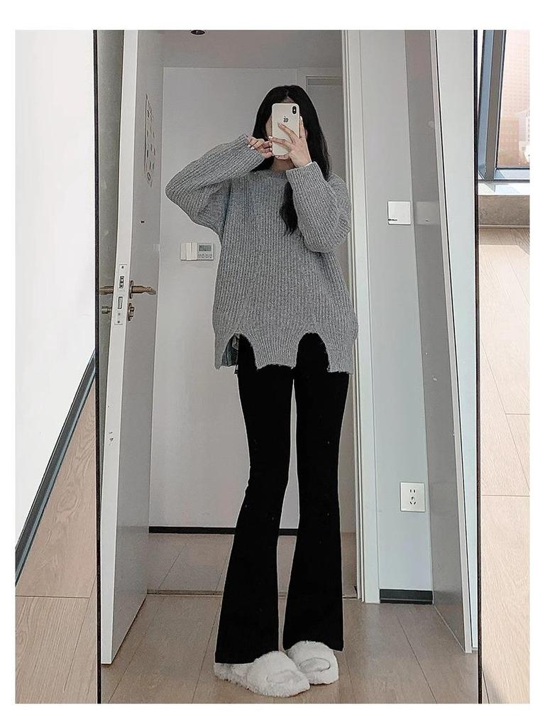 Petite High Waist Black Flare Pants for Women - Slimming and Versatile Summer Suit