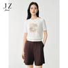 JUZUI Women's Elegant Embroidered Knit Short Sleeve Top