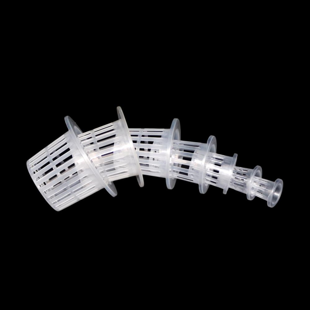 50Pcs New White Hydroponic Basket Garden Vegetable Soilless Growing Net Pot Multi-Size Aeroponics Plastic Planting Mesh Pots Cap