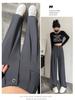 Women's High-Waist Black Pear-Shaped Pants - Plus Size, Slim, Straight, Wide-Leg, Spring/Summer Casual Wear