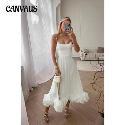 Summer Women's Halter Dress Fashion Sexy Swing Three-dimensional Flowers A-line Dress