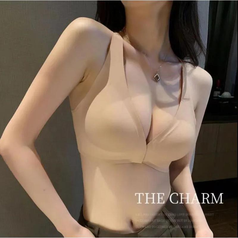 Bezszwowy Lekki Cienki Biustonosz: Marszczone zapięcie z przodu, Piękne plecy, Bez fiszbin, Bez magnesów, Regulowane, Styl Czystego Pożądania Kobiet.