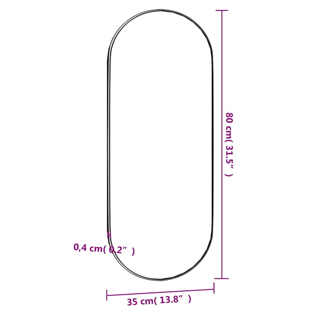 vidaXL Wandspiegel 35x80 cm Glas Oval