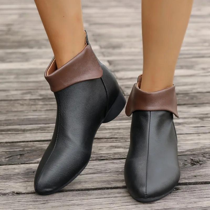 

Мода 2025 Модная обувь Женские ботильоны на молнии сзади Женские ботинки Новая цветовая гамма Современные ботинки Женские Сексуальные ботильоны с острым носком Zapatos 41 чёрный