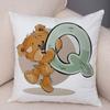 Cute Cartoon Bear Animal Cushion Cover for Sofa Children Room English Letter Print Pillow Case Short Plush Pillowcase 45x45cm