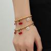 Two-Tone 18K Gold-Filled Stainless Steel Cherry Daisy Pendant Bracelet